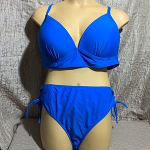 Time & Tru Bikini Set Top & Bottom Blue  Swimwear 3X 24W-26W